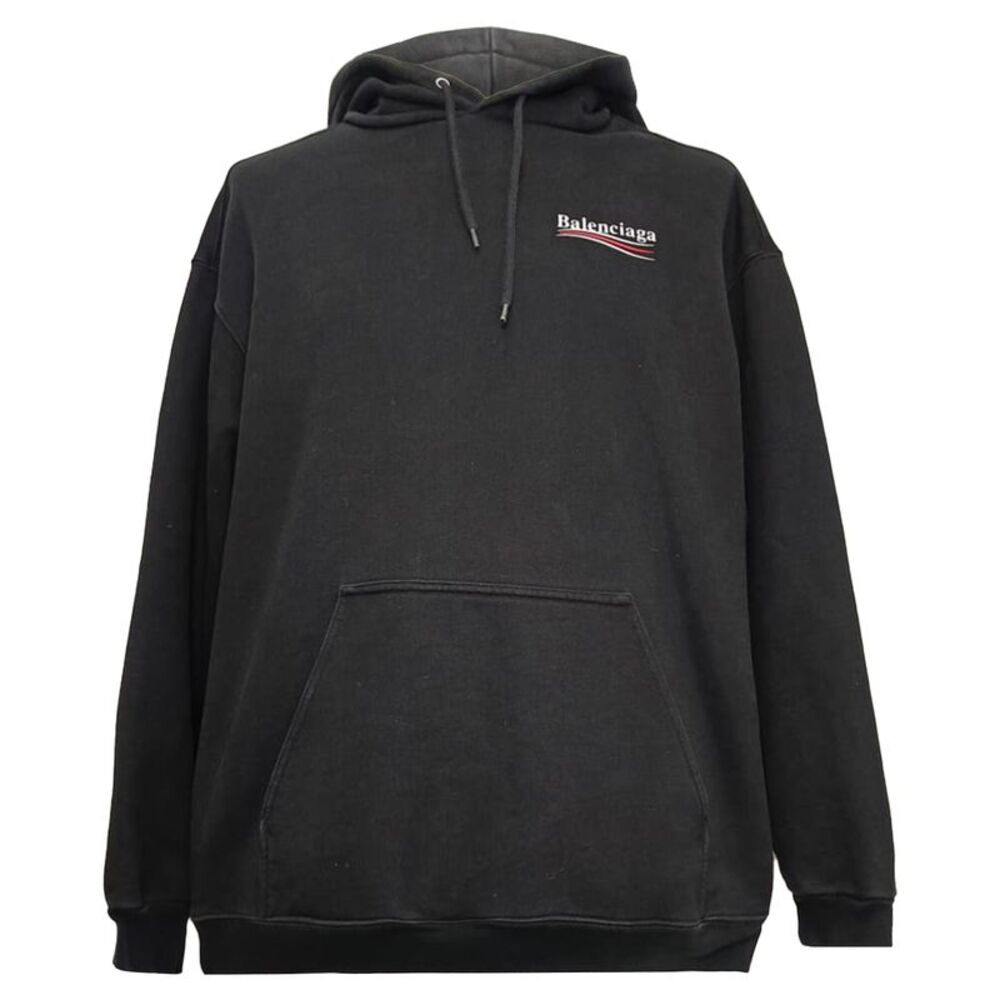Balenciaga Political Campaign Medium Fit Hoodie in Black Cotton